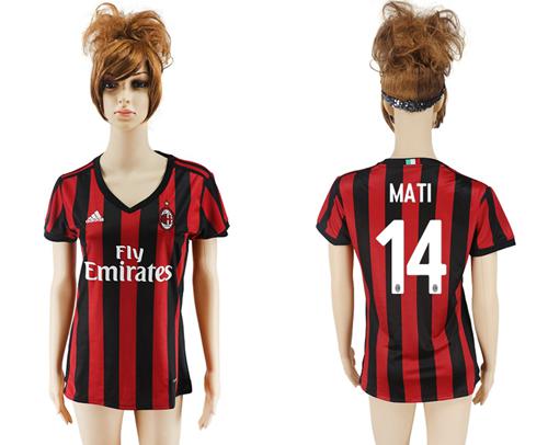Women's AC Milan #14 Mati Home Soccer Club Jersey
